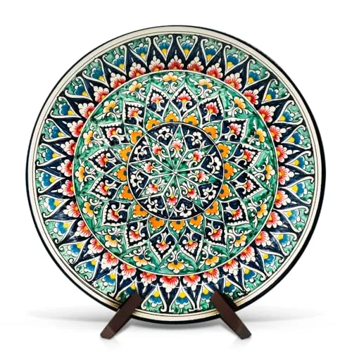 ZARENHOFF Lagan - KaraKalam R1 Orientalischer Lagan Ляган Rischtan Keramik Teller Servier-Schale handbemalt (37 cm)
