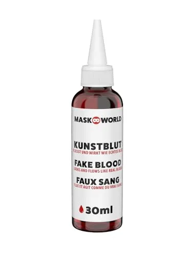Kunstblut Flasche mit Dosierspitze - 30 ml - künstliches Blut Filmblut für Horror Effekte und Grusel Dekoration