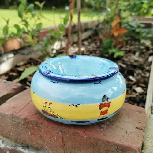 Windaschenbecher Küste Keramik Größe XL Maritim Wind Becher Ascher Meer Nordsee