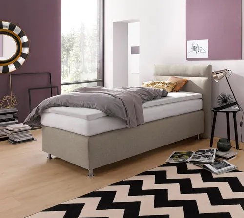 Beige Boxspringbett mit Bonnell-Federkernmatratze von Westfalia