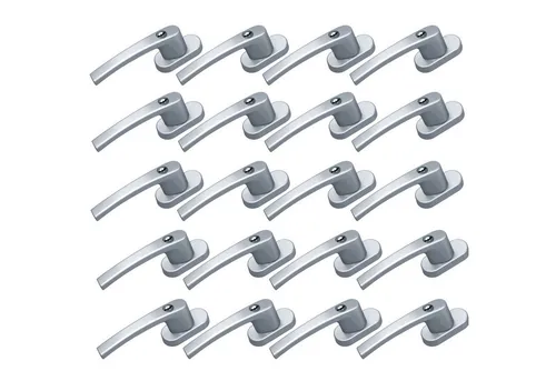 BASI Fenstergriff mit Druckknopfsicherung - 20er Set Silber - Fenstersicherungen, abschließbare Aluminiumgriffe mit Druckknopfsicherung, ideal auch als Kinder-Zusatzsicherung für mehr Sicherheit im Zuhause.
