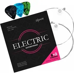 Shaman Electric Saiten für E-Gitarre inkl. 2 Ersatzsaiten und 3 Plektren