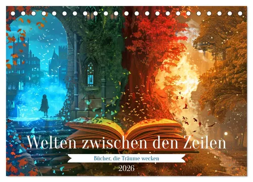 CALVENDO Wandkalender Welten zwischen den Zeilen - Bücher, die Träume wecken (Tischkalender