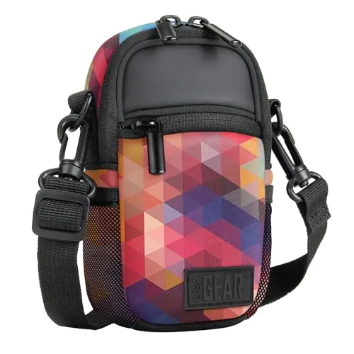 USA GEAR Kompakte Kameratasche (Geometrisch) Point and Shoot-Kameratasche mit Zubehörtaschen, Regenschutz und Schultergurt - Kompatibel mit Sony CyberShot, Canon PowerShot ELPH, Nikon COOLPIX und Mehr