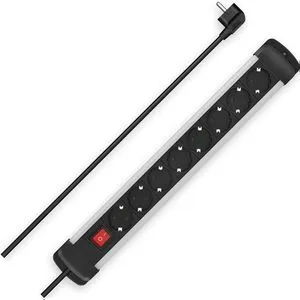 Hama Steckdosenleiste 223105 Alu, 8-fach mit Schalter und 1,5m Kabel - Steckdosen & Zubehör – Beleuchteter Sicherheitsschalter und erweiterter Berührungsschutz für maximale Sicherheit in Ihrem Zuhause.