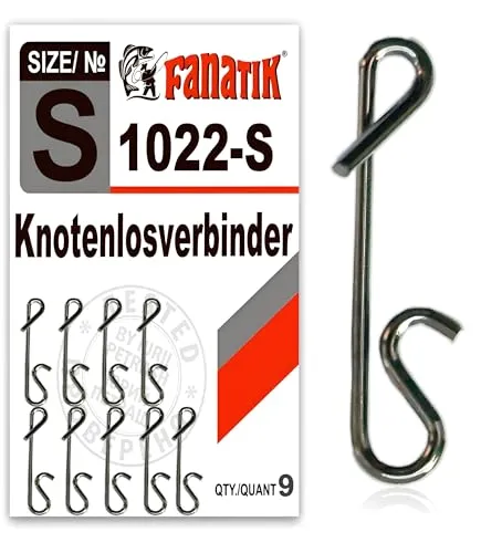 FANATIK Knotenlosverbinder 1022##S, M, L No-Knot Karabiner Fishing snap Wirbel Angel verbinder (Schwarz, S: 13mm - 9 Stück)