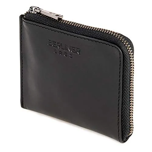 Berliner Bags Premium Münzbörse Mark aus Leder, Coin Purse Mini Geldbeutel für Damen und Herren – Schwarz