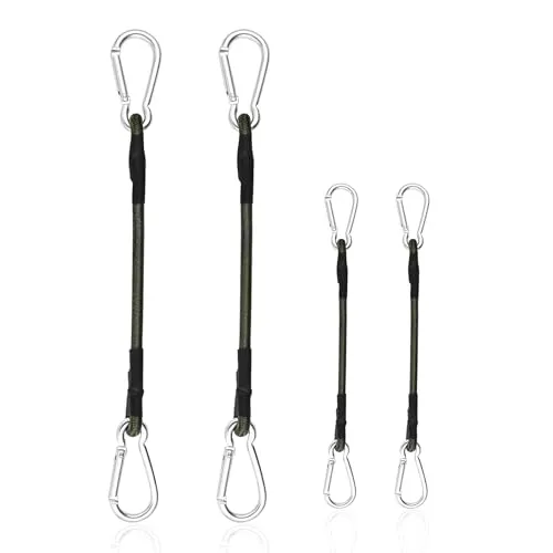 Spanngummi mit Karabiner, 4 Stück Expander mit Karabinerhaken, 30 und 60 cm Gepäckspanner Gummispanner Extra Stark Spanngurte mit Haken für Gepäck Camping Reisen