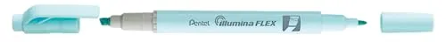 Pentel SLW11P-SE Illumina Flex Textmarker in Pastellfarben mit Doppelspitze zum Hervorheben, Unterstreichen, Markieren und Akzente setzen, schlanke Stiftform, hellblau, 1 Stück