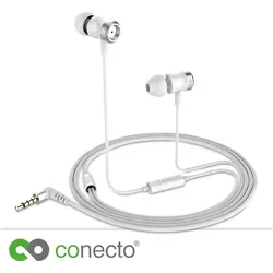 conecto In-Ear Kopfhörer / Earphones mit 3 Ohrpassstücken inkl. Mikrofon - 9.2mm Lautsprecher, dreifacher Kabel-Knickschutz, 1.2m Kabel (Aramid-v...