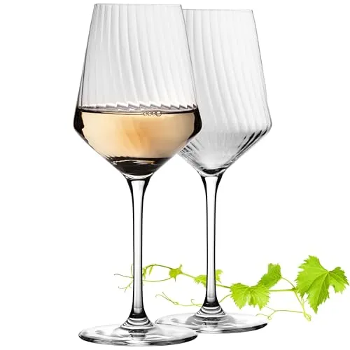 IMPERIAL Weißweingläser 460ml 'London' Set 2-Teilig geriffelte Weingläser aus Crystalline Glas Rieslingweingläser