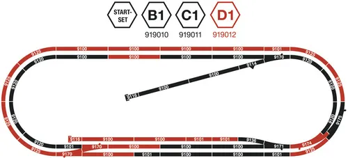 Fleischmann 919012 Gleisset D1 - Modellbahn - Gleisset D1 für Modellbahnen, ideal für den Aufbau individueller Gleislayouts und hochwertige Verarbeitung für langlebigen Spielspaß.