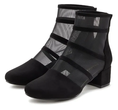 LASCANA Stiefelette schwarz Größe 40 - Elegante Stiefelette mit modischen Mesh-Einsätzen für dezente Eleganz. Bequemer Blockabsatz sorgt für hohen Tragekomfort. Ideal für Party, Büro oder besondere Anlässe.