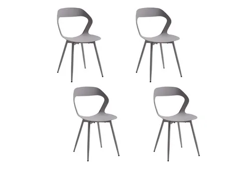 LuxusKollektion Esszimmerstuhl 4er Set Grau mit Metallbeinen