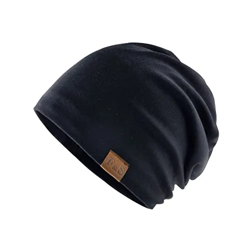 FFWTPY Baumwoll Mütze für Damen Herren Unisex Jersey Leichte Beanie Mütze Slouch Wintermütze Schädel Cap Weich Hut für Laufen Skifahren Radfahren Klettern Sport Fitness Training Freizeit (schwarz)