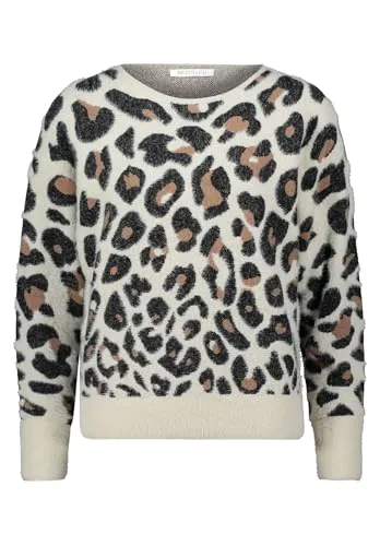 Betty & Co Damen Strickpullover mit U-Boot-Ausschnitt 44, Weiß/Schwarz - Pullover für Damen, figurumspielender Schnitt mit eleganten Fledermausärmeln und stilvollem U-Boot-Ausschnitt für einen modernen Look.