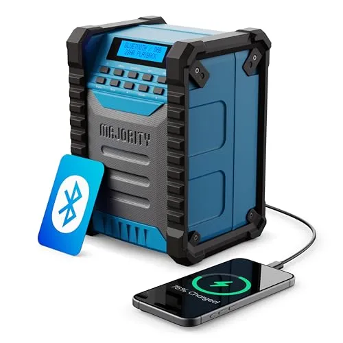 MAJORITY Landbeach Baustellenradio | DAB Radio mit Bluetooth & 28 Stunden Akkulaufzeit