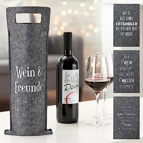 itsisa Filz Geschenktüte für Wein, 4er Set Flaschentüte