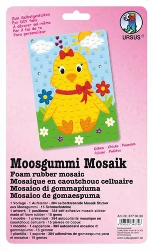 ASTELMAPPE MOOSGUMMI MOSAIK KÜKEN BASTELN KLEBEN NACH ZAHLEN NEU