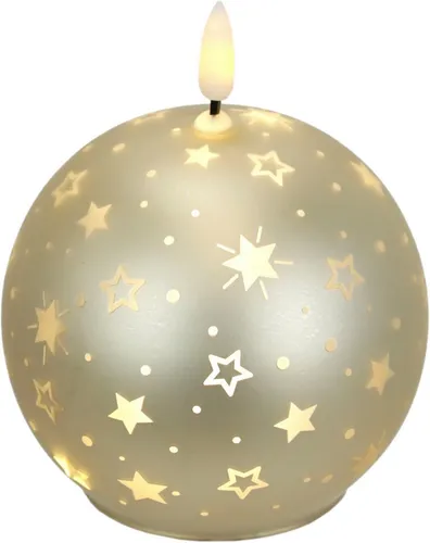 I.GE.A. LED-Kerze Kugel-Kerze B, aus Glas batteriebetrieben mit Timer Adventskranz Adventskerzen