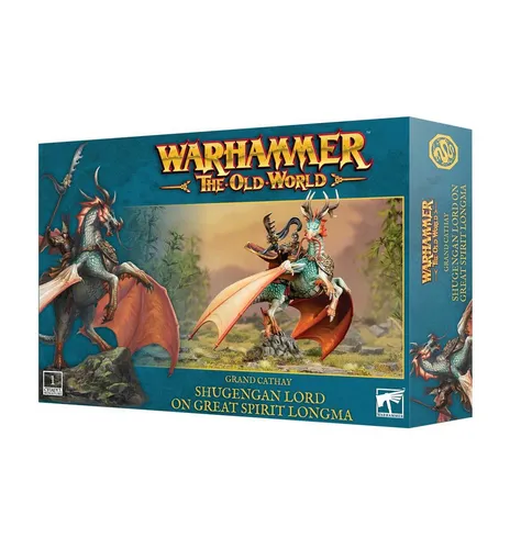 Warhammer The Old World - Shugengan Lord auf Großem Geist Longma - Faszinierendes Modell für Grand Cathay im Warhammer: The Old World. Edler Magier auf mythologischem Longma – ideal für Spieler, die ihre Armee mit Stil und Macht führen möchten. Figuren sind unbemalt und unmontiert.