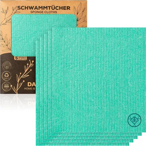 DANIHOME Schwammtuch EcoClean Schwammtücher Light Green – Langlebig & Saugstark, Öko-freundlich, extrem saugfähig, waschbar, robust, vielseitig
