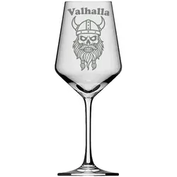 eXODA Weinglas Valhalla Wikinger-Design mit Totenkopf Gravur 350ml, 1-tlg., Glas, Atemberaubende Darstellung