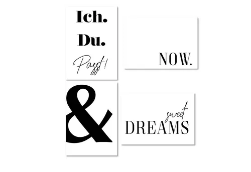 younikat Platzset Typo Poster-Set I 4 Print Plakate mit Sprüchen: Lieblingsplatz cest