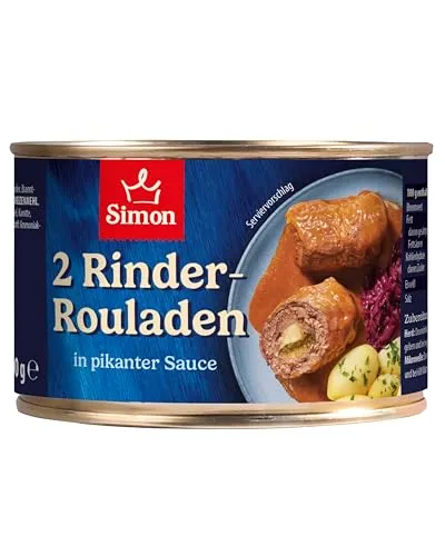 SIMON Rinderrouladen in pikanter Sauce 400 g – Handgewickelte Rouladen für herzhaften Genuss
