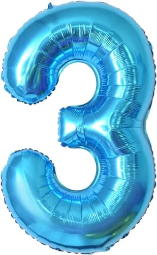 Geburtstag zahlen luftballon 3 jahre | Blau Folienballon 3 XXL -Riesen Folienballon in 40