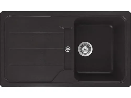 SCHOCK Küchenspüle Formhaus D-100 Nero 86x50 cm - Hochwertige CRISTALITE® Spüle mit Abtropffläche - Sanitäranlagen & Zubehör: Die langlebige Quarzkomposit-Spüle in elegantem Schwarz bietet ein großzügiges Becken und ist ideal für kompakte Küchen ab 45 cm Unterschrank. Reversibler Einbau für maximale Flexibilität.