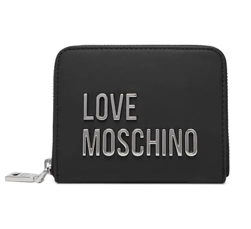 Moschino Damen-Geldbörse Love Reißverschluss klein schwarz Logo Nickel AS26MO04 JC5613PP0NKD000B Farbe: Schwarz