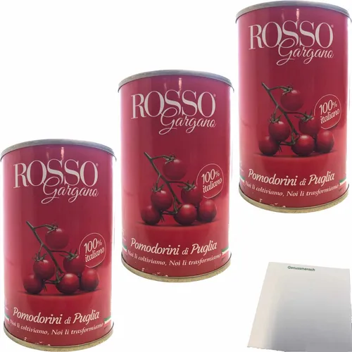 Rosso Gargano Pomodorini di Puglia Kirschtomaten 3er Pack 3x400g Dose usy Block