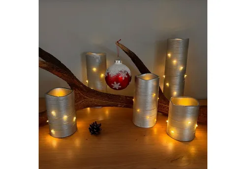 Online-Fuchs LED-Kerze 5er Set in silber von Online Fuchs