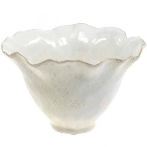 Keramik Blumentopf Weiß im Landhausstil Ø19cm - Stilvoller Blumentopf aus Keramik im Landhausstil, ideal für Ihre Frühlingsdeko. Mit einem Durchmesser von 19cm setzt er Blumen perfekt in Szene.