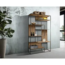 MASSIVMOEBEL24.DE City offenes Regal aus Massivholz #10 - Braun, lackiert - TV-Halterungen - Jedes Regal ist ein Unikat aus hochwertigem Akazienholz mit individuellem Design, ideal für Wohnzimmer und vielseitig kombinierbar.
