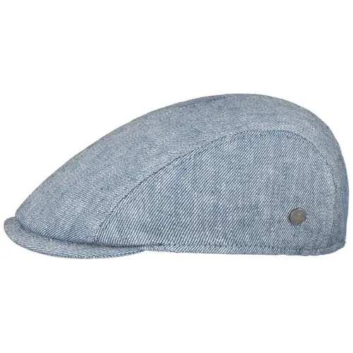 LIERYS Dela Flatcap Schiebermütze Herren Leinen-Baumwollmix Made in Italy Frühjahr Sommer blau 57 cm