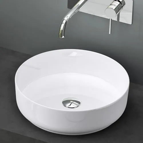 Mai & Mai Aufsatzwaschbecken Brüssel203 - Rundes Keramik Waschbecken (40x40x13 cm) mit innovativer Nano-Beschichtung für einfache Reinigung und Langlebigkeit. Ideal für modernes Badezimmerdesign.