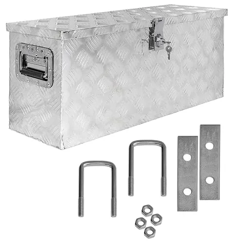 Trucky Anhänger-Deichselbox D055 - Aluminium Transportbox mit Montagesatz - Transportbox aus stabilen Aluminium für sichere Aufbewahrung. Inklusive Montagesatz für einfache Befestigung an V-Deichseln ohne Bohren.