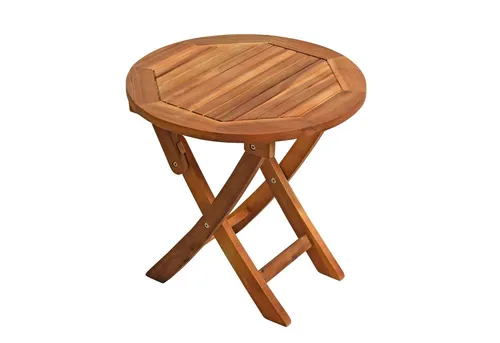 Runder Gartentisch aus Akazienholz 48 cm - Beistelltisch aus robustem Akazienholz, klappbar für platzsparende Aufbewahrung, ideal für Balkon oder Garten.