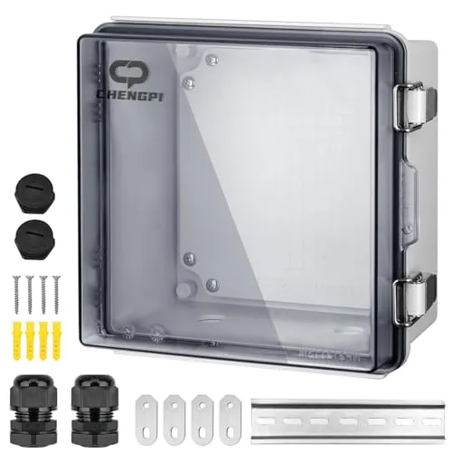 CHENGPI Wasserdichter Verteilerkasten für den Außenbereich,IP66 Abzweigkasten ABS Elektrisches Anschlusskästen,DIY Kunststoff Fall Verdrahtungs Schalter Box 210×210×130MM
