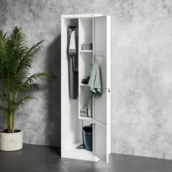 Putzmittelschrank Besenschrank Metallschrank 185x50x50 cm Weiß