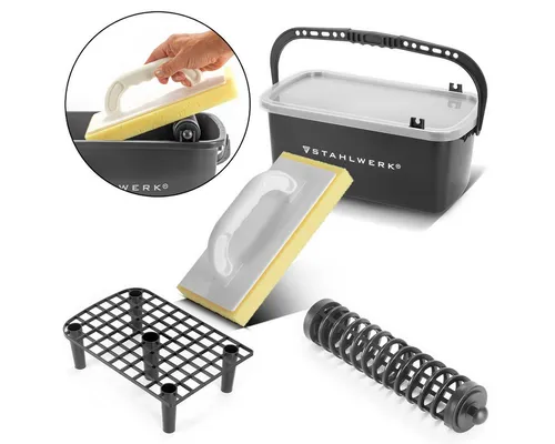 STAHLWERK manueller Fliesenschneider 4-teiliges Fliesenleger Waschset, Set, 4-tlg., Vollausstattung, lässt sich ohne großen Kraftaufwand angenehm führen