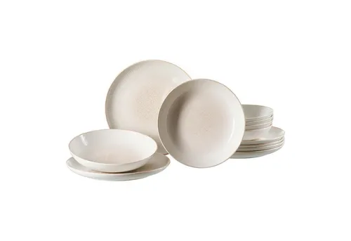 Ritzenhoff Breker Tafelservice Cara, 12-teilig - Elegantes 12-teiliges Tafelservice in Creme und Weiß aus hochwertiger Keramik, ideal für stilvolle Dinnerpartys und besondere Anlässe.