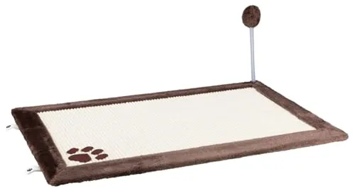 TRIXIE Kratzbrett mit Plüschrand dunkelbraun - Geräumige Kratzmatte (70 x 45 cm) für Katzen, sorgt für Spielspaß und schützt Möbel, mit weichem Plüschrand für zusätzlichen Komfort.