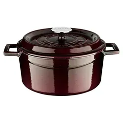 LAVA Gusseisentopf mit Deckel, Ø 24 cm - Violett - Emaillierter Gusseisentopf für gleichmäßiges Garen von Schmorgerichten und Eintöpfen. Ideal für alle Herdarten, inklusive Induktion, und spülmaschinengeeignet. Perfekt für die tägliche Küche!