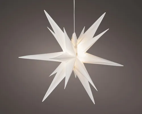 LED Stern - Weiß/Warmes Weiß, Ø30-H30cm - 2L - Dekorative Weihnachtsdeko aus robustem PVC, mit warmweißem Licht für stimmungsvolle Akzente in Ihrem Zuhause. Ideal für Fenster, Wände oder Tischdekoration.