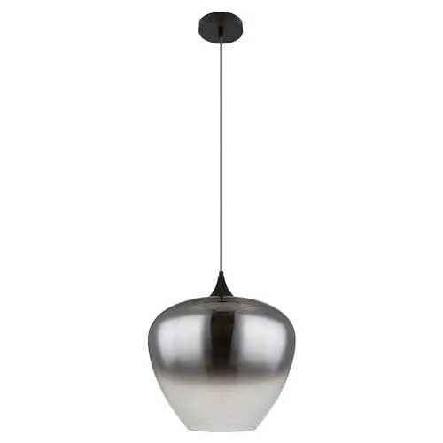 Pendelleuchte 40 x 120 cm - Rauchfarben & Schwarz - Elegante 1-flammige Pendelleuchte aus Metall und Glas, ideal zur stilvollen Beleuchtung von Wohnräumen oder Essbereichen.