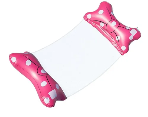 Wasserhängematte, Schwimmbett, aufblasbar, mit roten Taschen, 140 x 70 cm