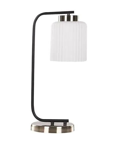 BELIANI Tischlampe Schwarz/Messingfarben - Moderne Nachttischlampe aus pulverbeschichtetem Stahl und Glas, ideal für Wohnzimmer und Schlafzimmer. Bietet angenehmes Licht und passt perfekt zu industriellen Einrichtungsstilen.